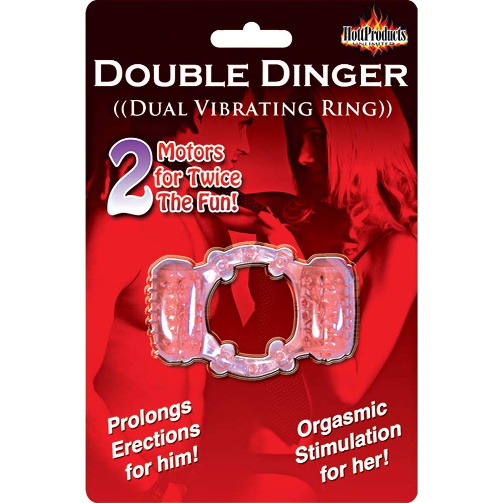 Hott Products Humm Dinger Double Dinger – Purple Silicone Dual Motor Penis Ring