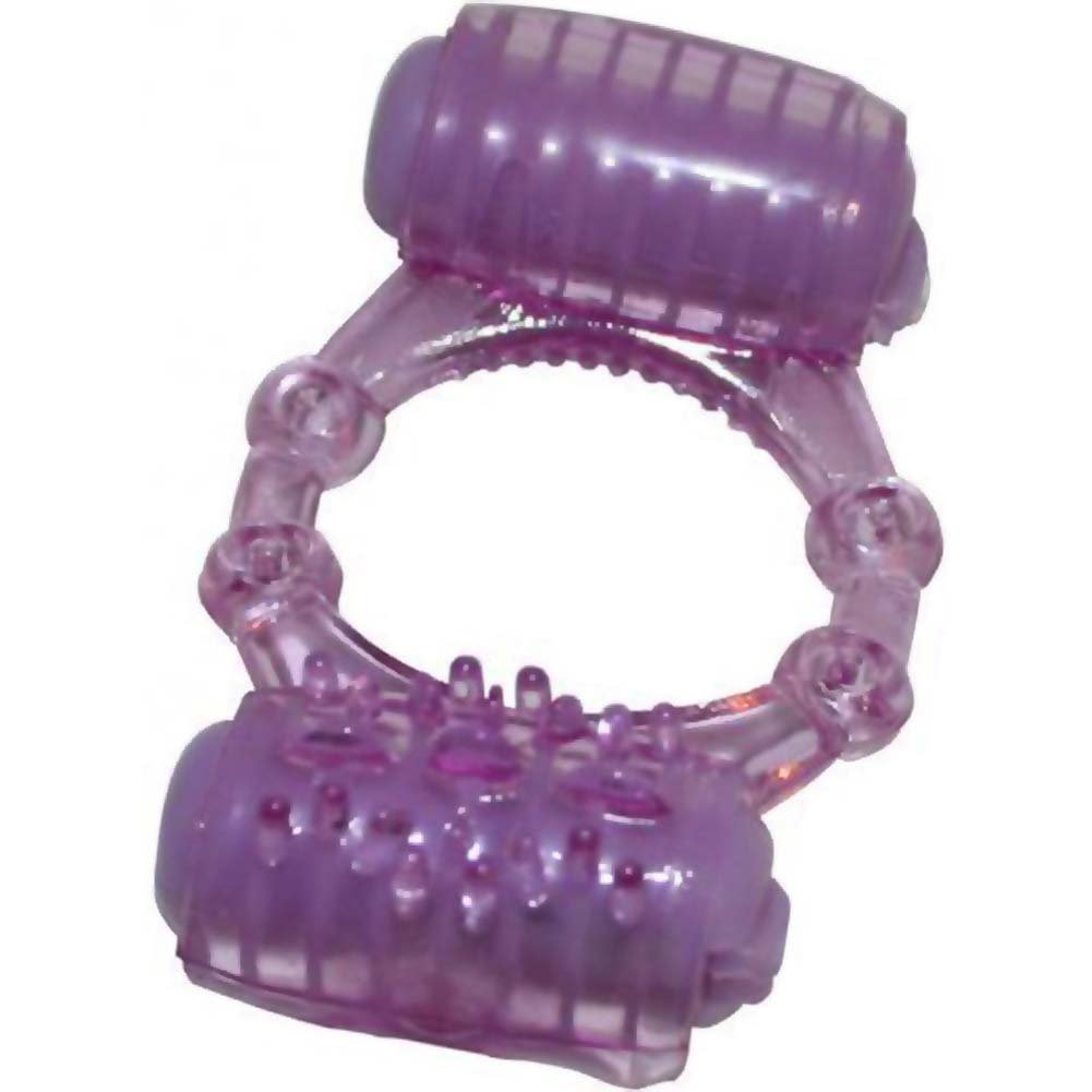 Hott Products Humm Dinger Double Dinger – Purple Silicone Dual Motor Penis Ring