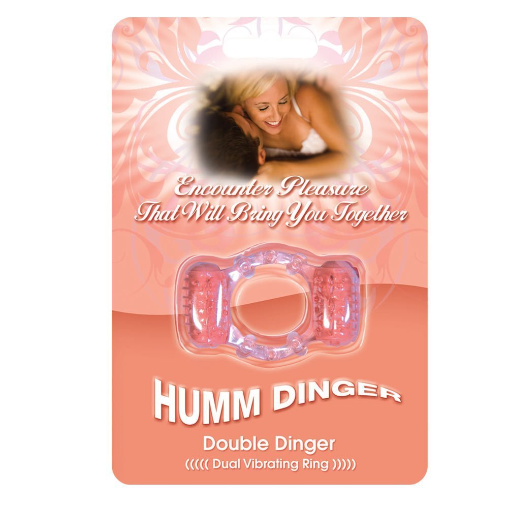 Hott Products Humm Dinger Double Dinger Vibrating Cock Ring – Magenta