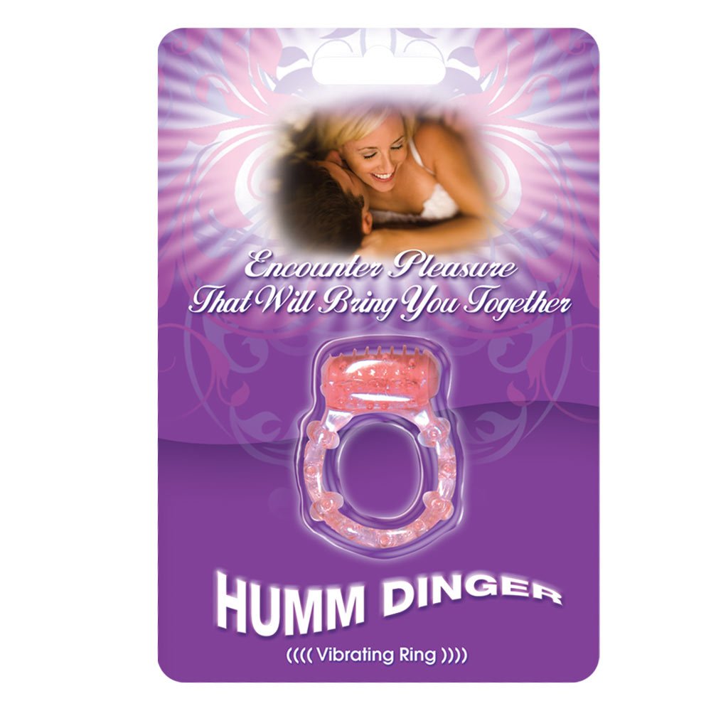 Hott Products Humm Dinger Dual Vibrating Cock Ring - Magenta