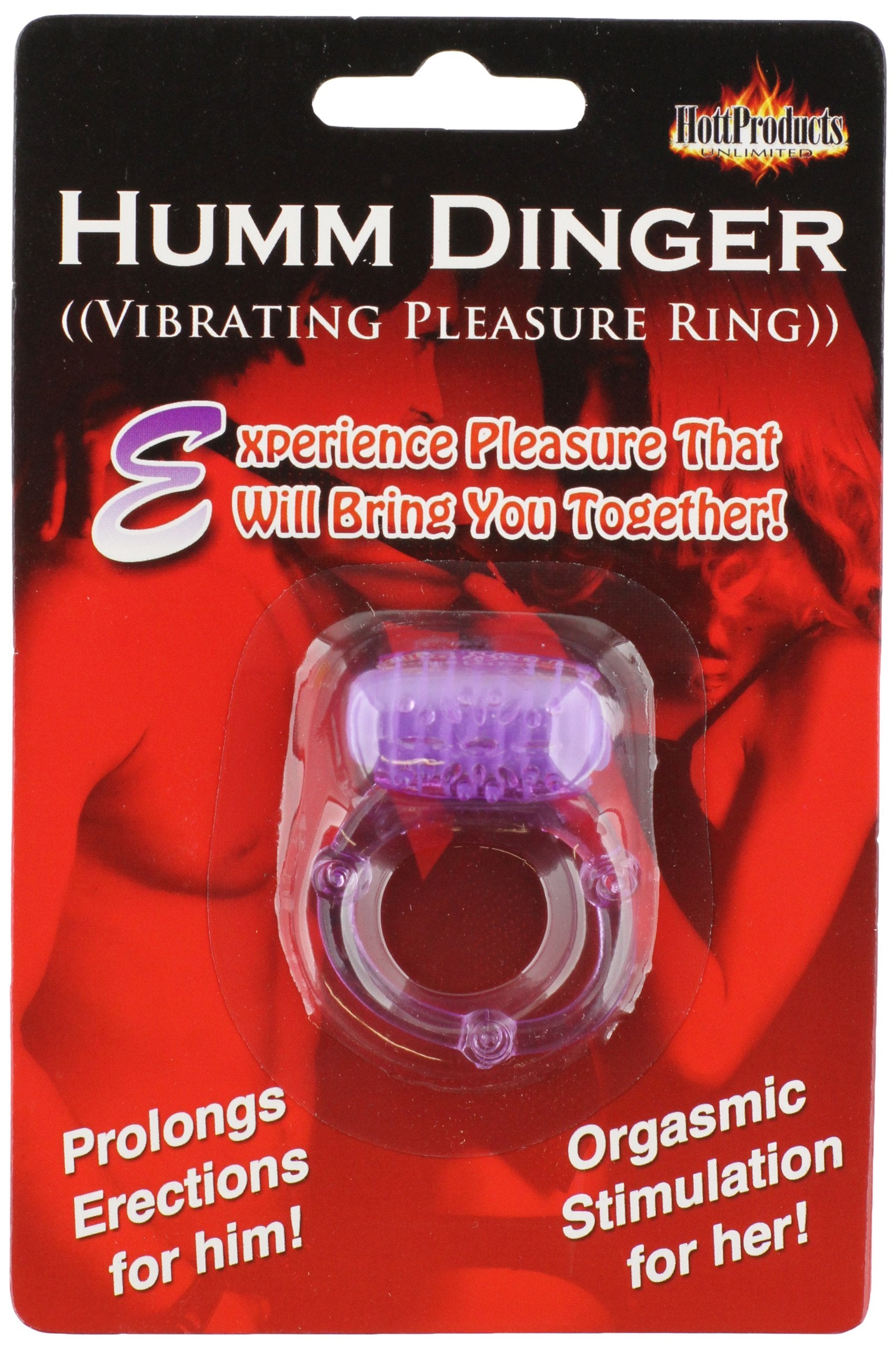 Hott Products Humm Dinger Purple Vibrating Cock Ring with Pleasure Nubbies - Batteries Included