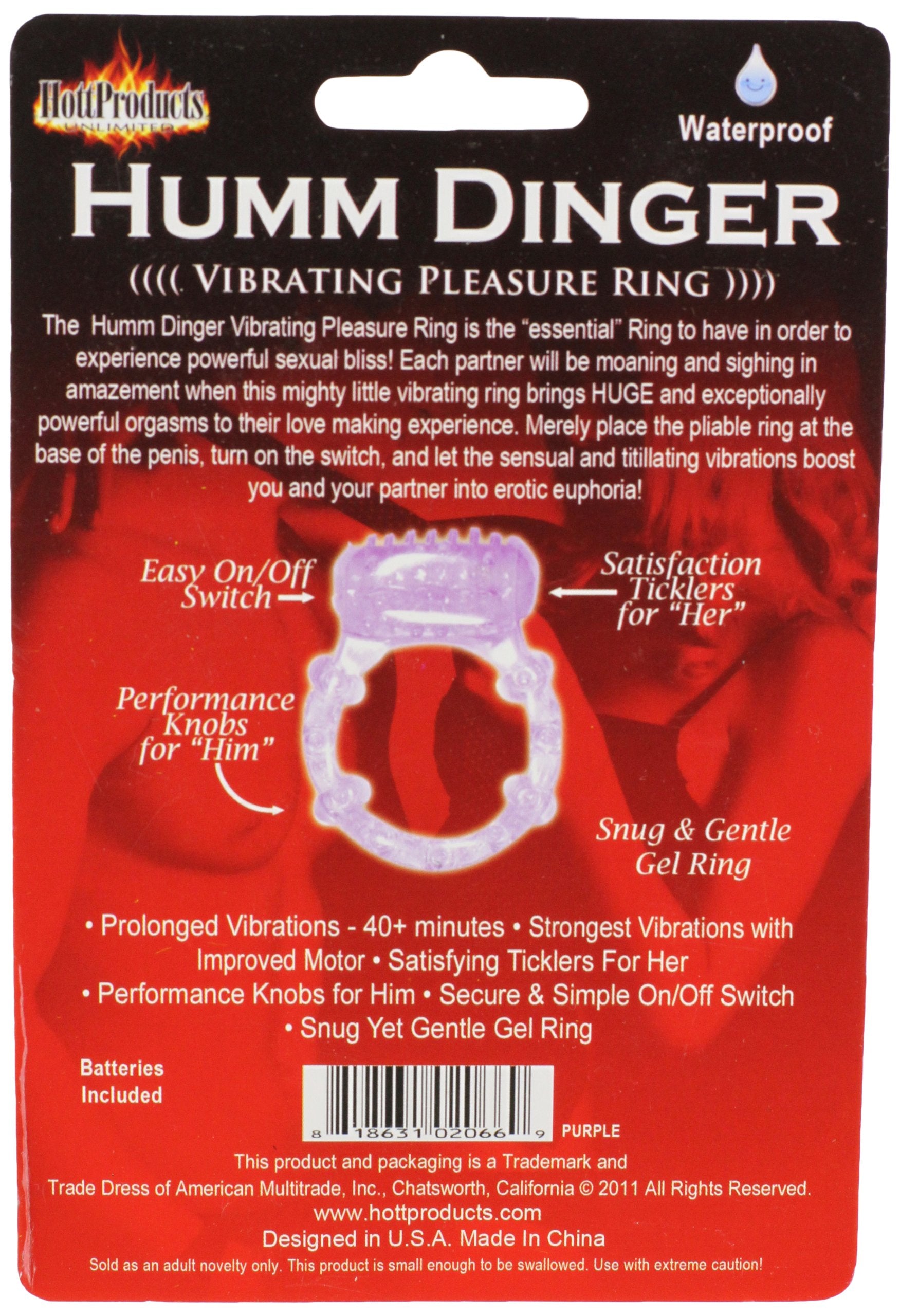 Hott Products Humm Dinger Purple Vibrating Cock Ring with Pleasure Nubbies - Batteries Included