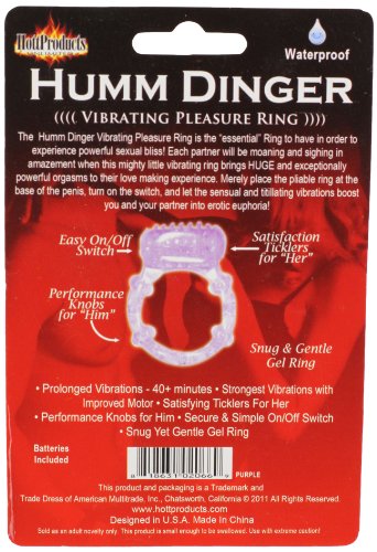 Hott Products Humm Dinger Purple Vibrating Cock Ring with Pleasure Nubbies - Batteries Included