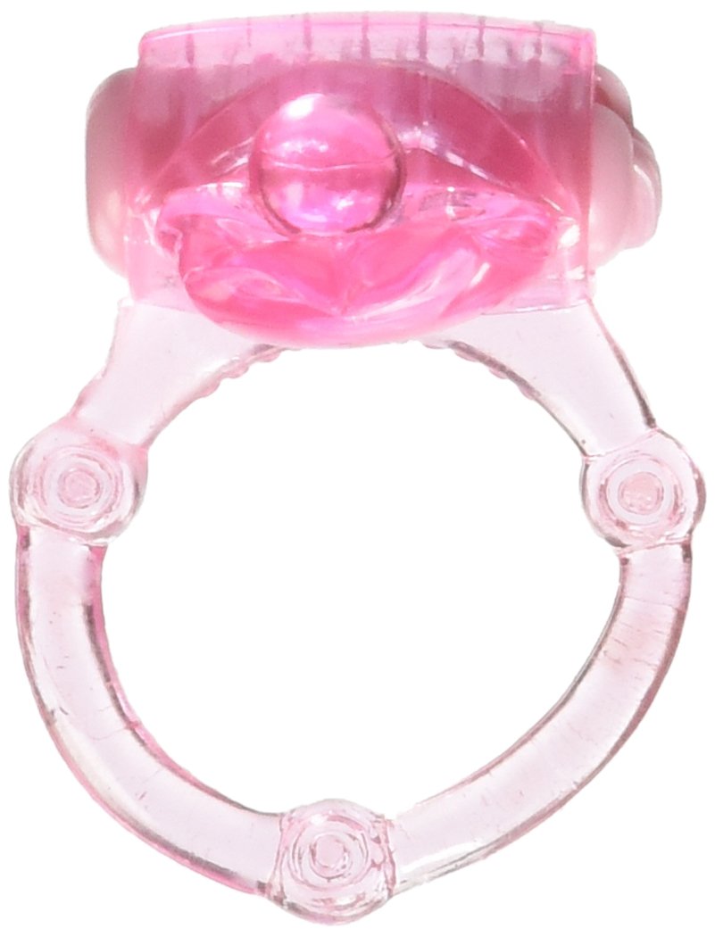 Hott Products Pierced Tongue C*ck Ring - Magenta TPE Vibrating Ring for Couples