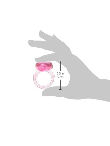 Hott Products Pierced Tongue C*ck Ring - Magenta TPE Vibrating Ring for Couples