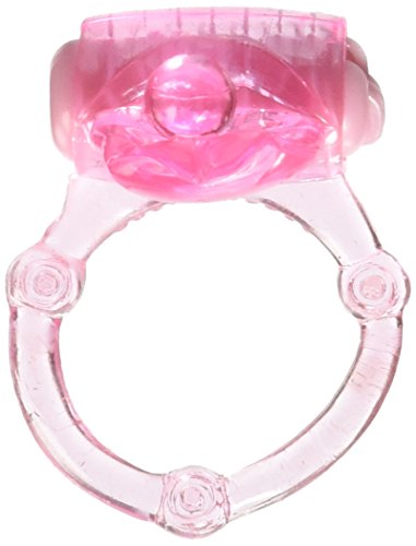 Hott Products Pierced Tongue C*ck Ring - Magenta TPE Vibrating Ring for Couples