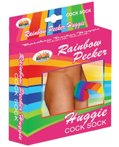 Hott Products Rainbow Pecker Huggie Cock Sock – One Size Fits All Cotton Novelty