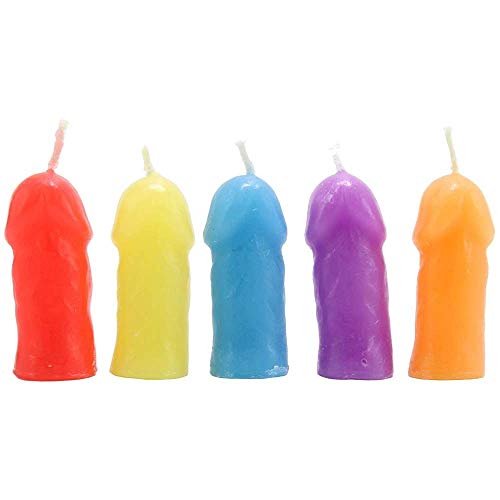Hott Products Rainbow Pecker Party Candles (5-Piece) - 4 oz Novelty Candles for Adult Fun