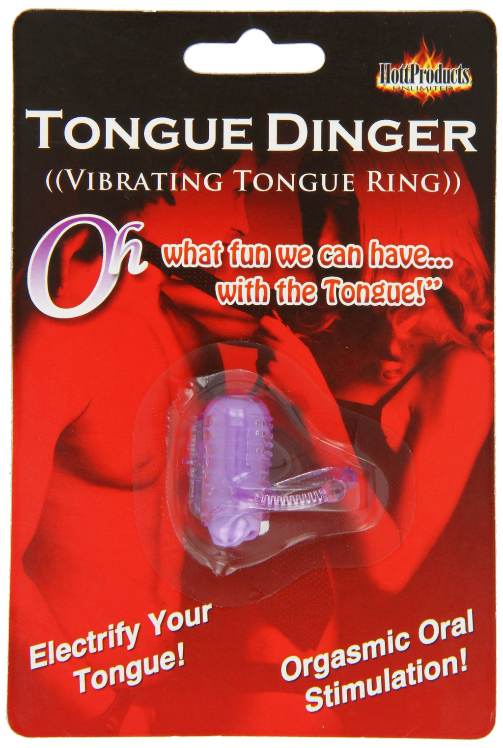 Hott Products Tongue Dinger Purple - Compact Plastic Vibrator for Erection Prolongation