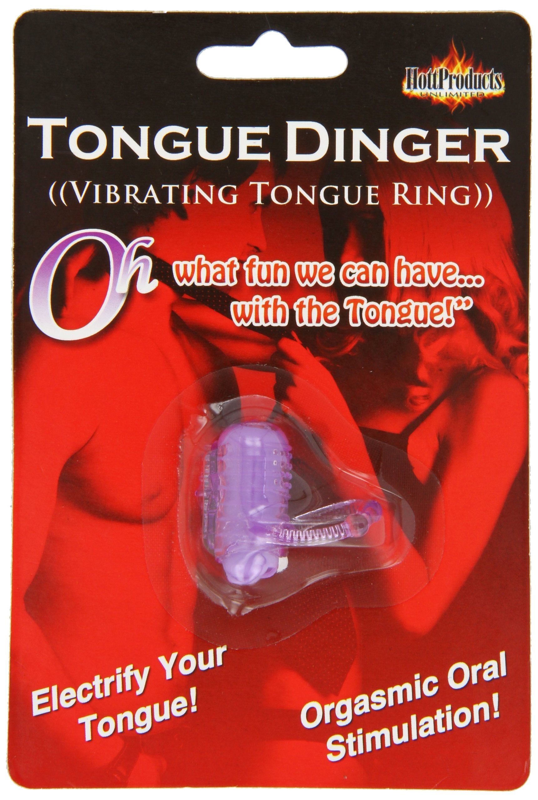 Hott Products Tongue Dinger Purple - Compact Plastic Vibrator for Erection Prolongation