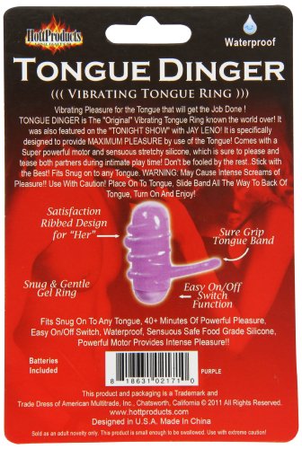 Hott Products Tongue Dinger Purple - Compact Plastic Vibrator for Erection Prolongation