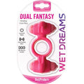 Hott Products Wet Dreams Dual Cock Ring with Powerful Vibrator - Waterproof, Stretchy, Pink