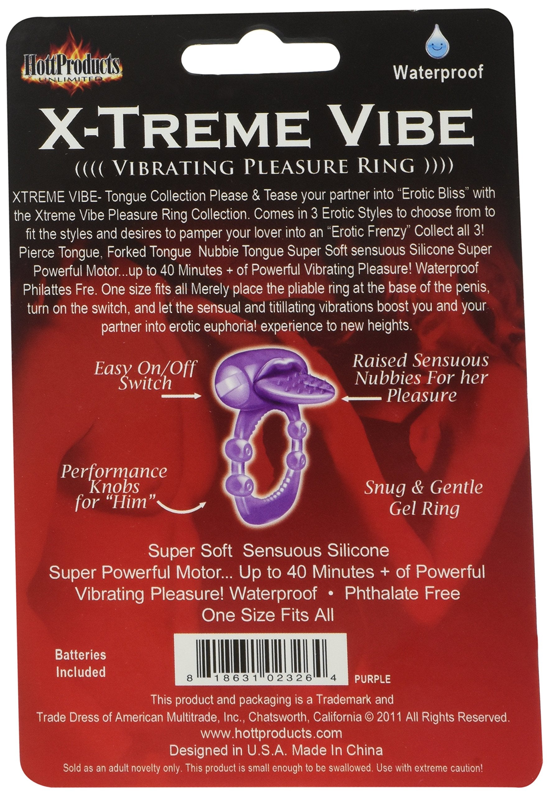 Hott Products Xtreme Vibe Nubby Tongue – Purple Silicone Waterproof Vibrator