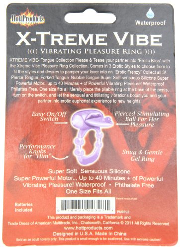 Hott Products Xtreme Vibe Pierced Tongue Love Ring - Purple, Waterproof Silicone Vibrator