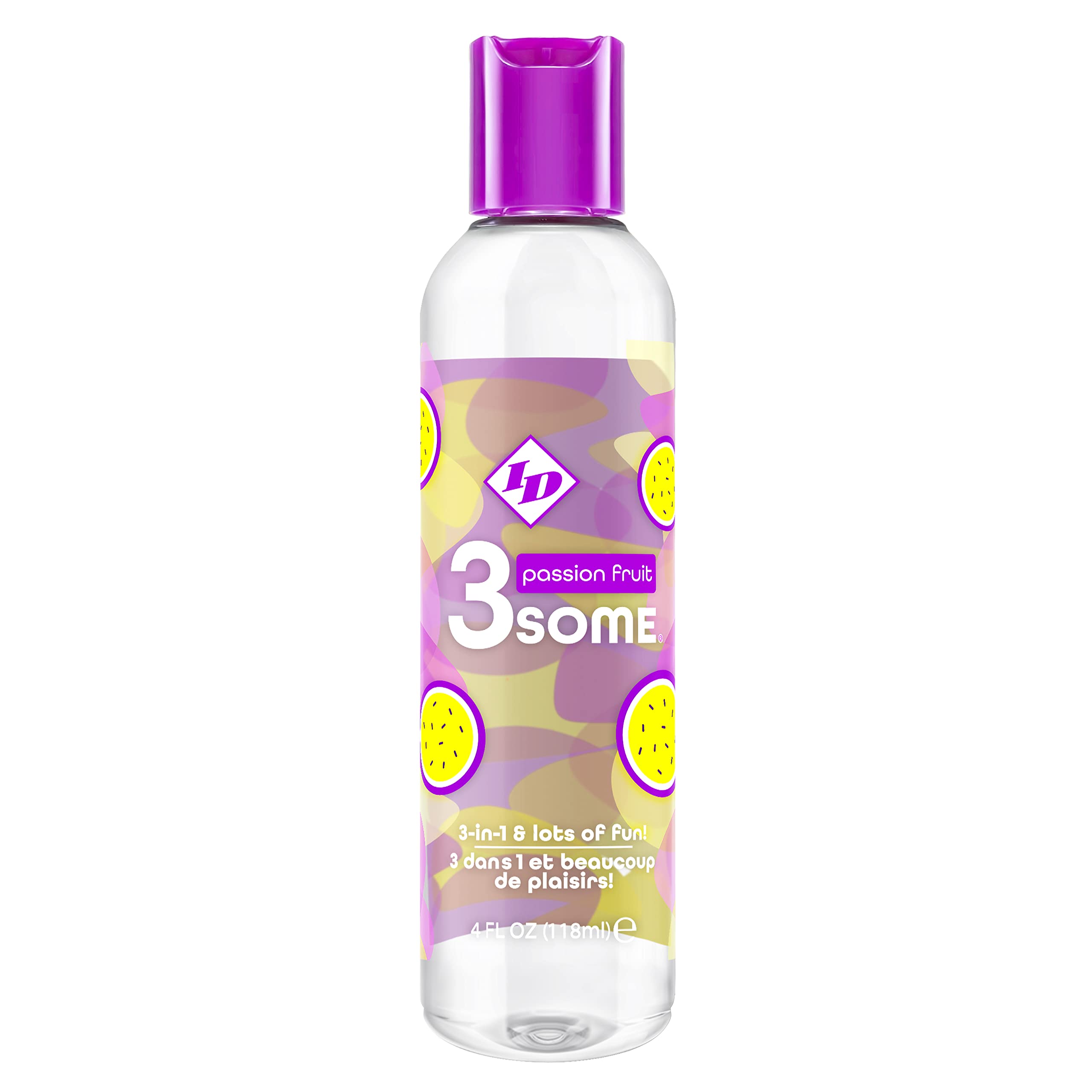 ID Lubricants 3some Passion Fruit Flavored Lubricant – Sugar-Free Water-Based Lube for Oral & Massage, 4 fl oz