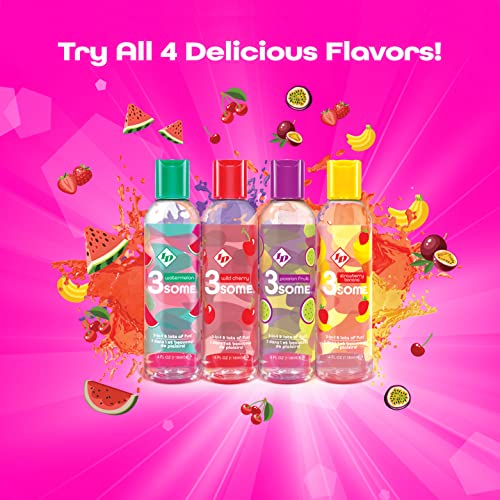 ID Lubricants 3some Passion Fruit Flavored Lubricant – Sugar-Free Water-Based Lube for Oral & Massage, 4 fl oz