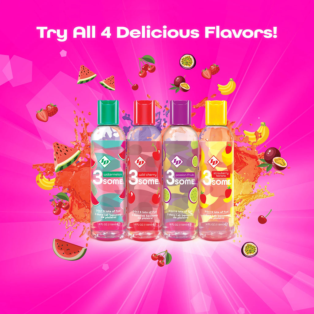 ID Lubricants 3some Passion Fruit Flavored Lubricant – Sugar-Free Water-Based Lube for Oral & Massage, 4 fl oz