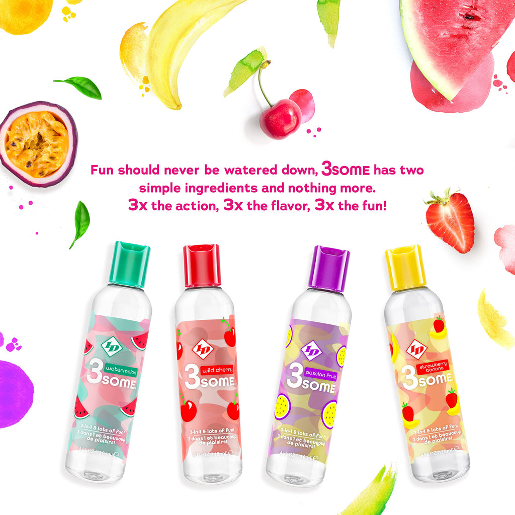 ID Lubricants 3some Passion Fruit Flavored Lubricant – Sugar-Free Water-Based Lube for Oral & Massage, 4 fl oz