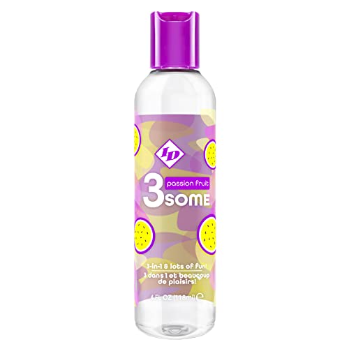 ID Lubricants 3some Passion Fruit Flavored Lubricant – Sugar-Free Water-Based Lube for Oral & Massage, 4 fl oz