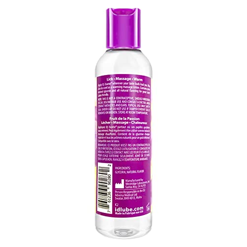 ID Lubricants 3some Passion Fruit Flavored Lubricant – Sugar-Free Water-Based Lube for Oral & Massage, 4 fl oz