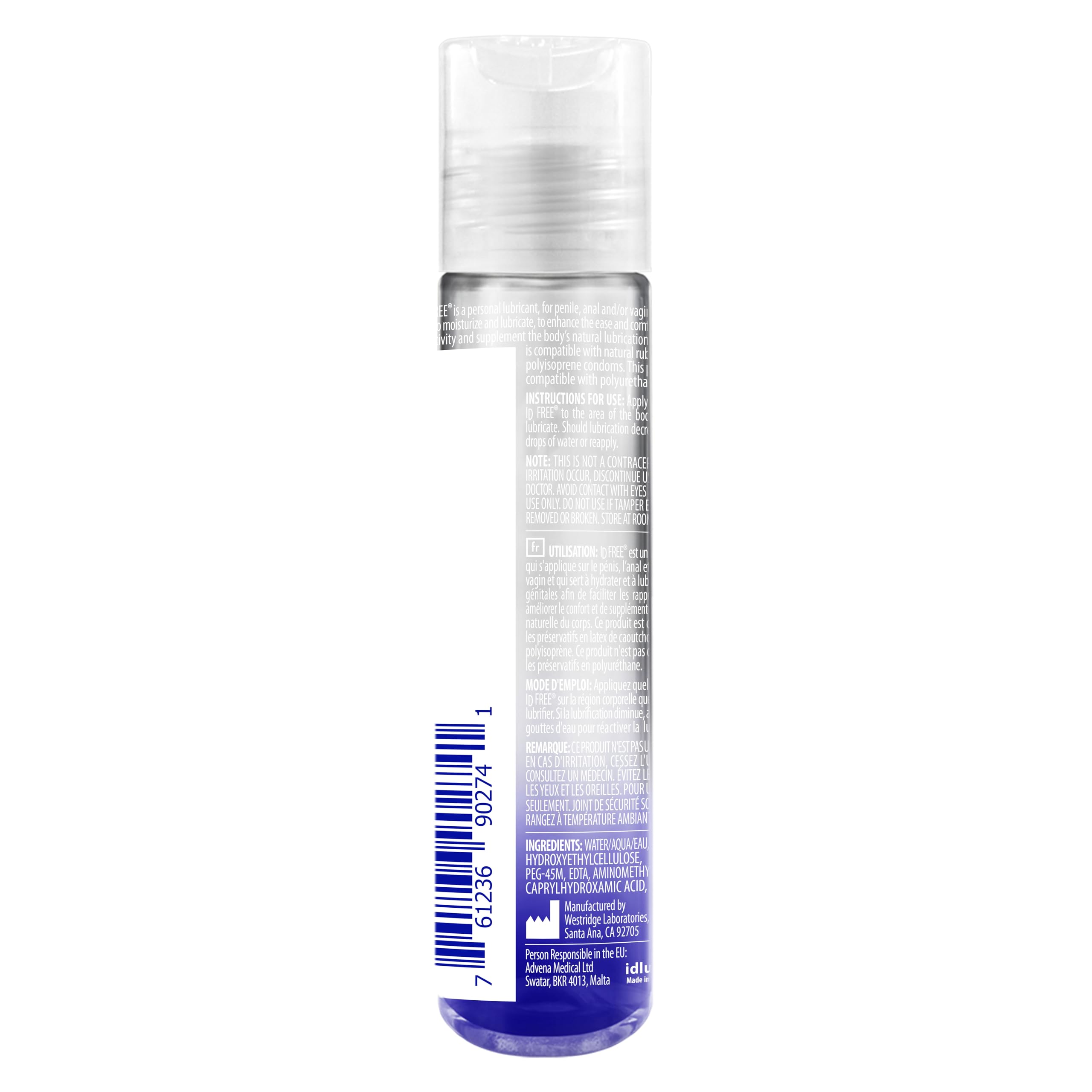 ID Lubricants 80738 Water-Based Lubricant, Sensitive Skin Formula, 1 fl oz - Glycerin & Paraben Free