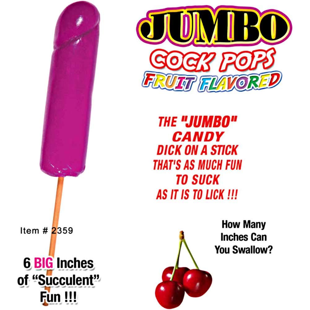 Jumbo Cock Pops Fruit Flavored Cherry Lollipop – 6 Inch Candy on a Stick