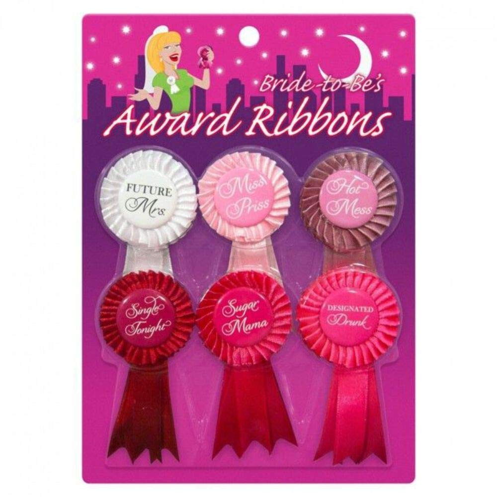 Kheper Games Bride to Be Award Ribbon Set – 6 Colorful Adhesive Party Badges for Bachelorette Fun