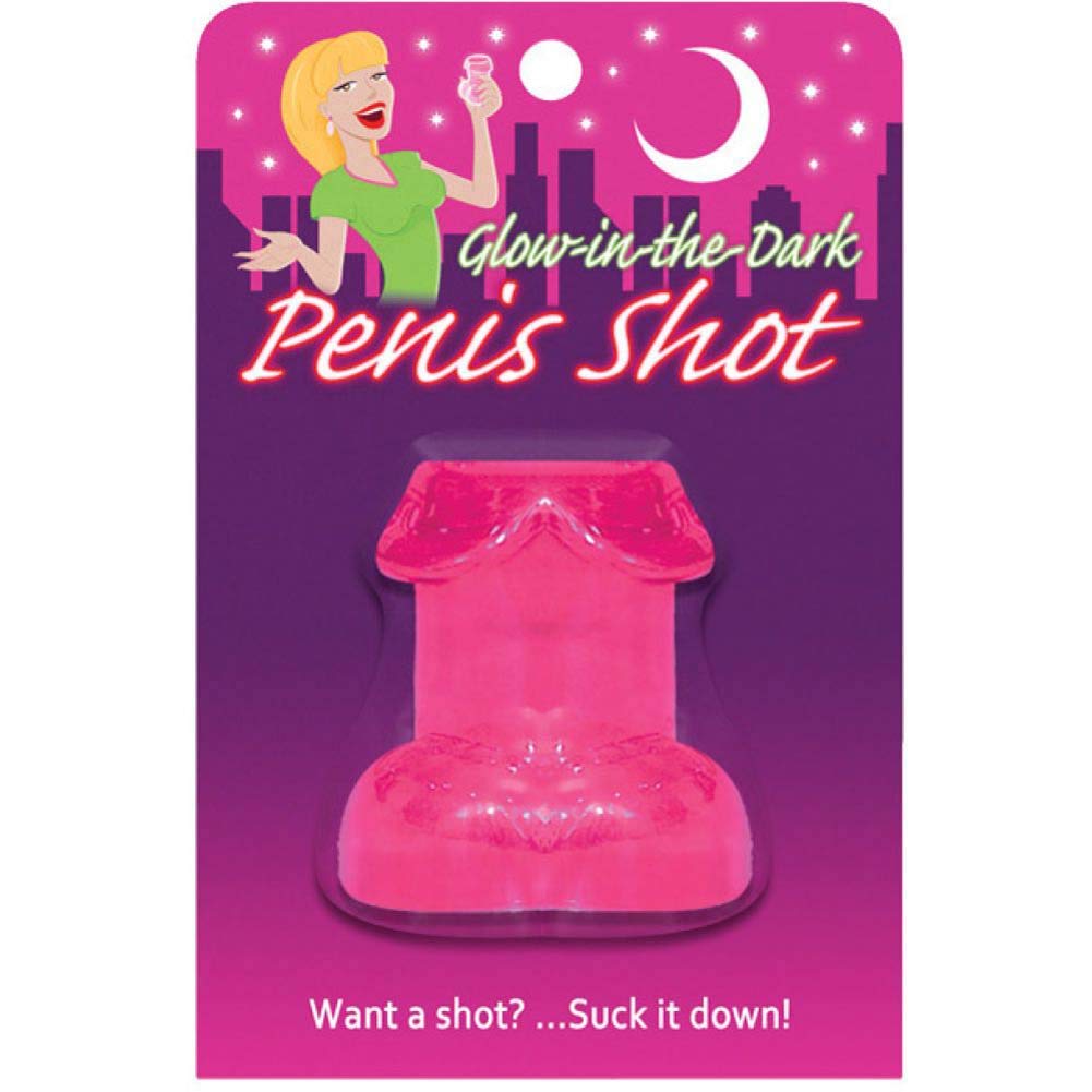 Kheper Games Glow-in-the-Dark Novelty Shot Glasses - Pink Penis Shape, 1.5 oz