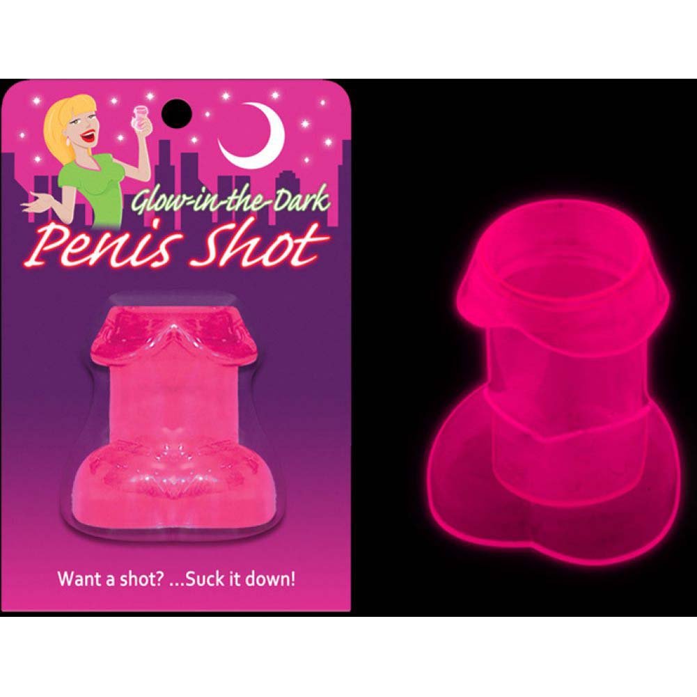 Kheper Games Glow-in-the-Dark Novelty Shot Glasses - Pink Penis Shape, 1.5 oz
