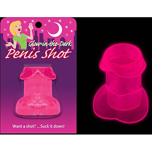 Kheper Games Glow-in-the-Dark Novelty Shot Glasses - Pink Penis Shape, 1.5 oz