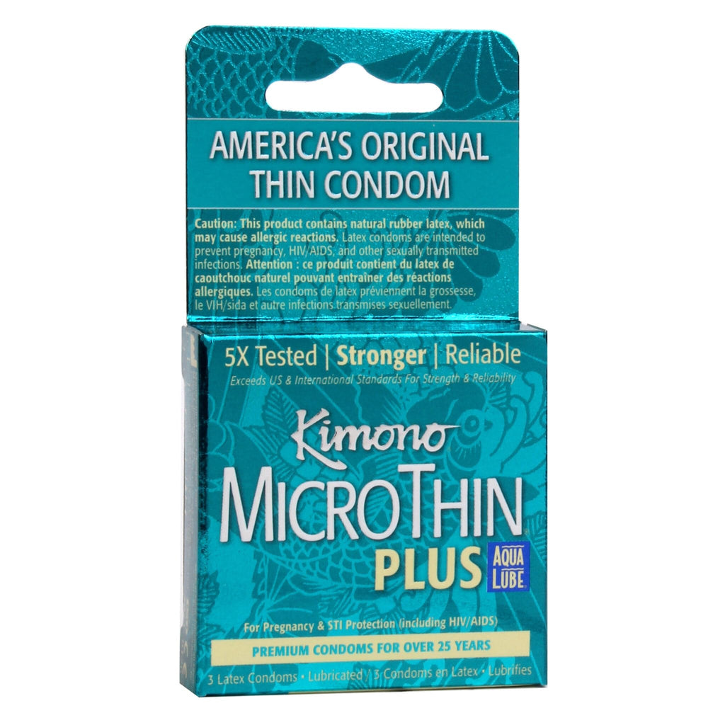 Kimono Microthin Condoms with Aqua Lube – 3 Pack