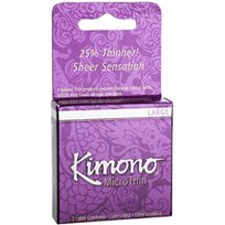 Kimono Sensation Plus Condoms, 3 Count - Enhanced Sensation, Vegan Friendly