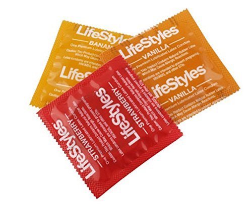 Lifestyles Luscious Flavors Assorted Variety Lubricated Latex Condoms - Pack of 24 (Vanilla, Banana, Strawberry)
