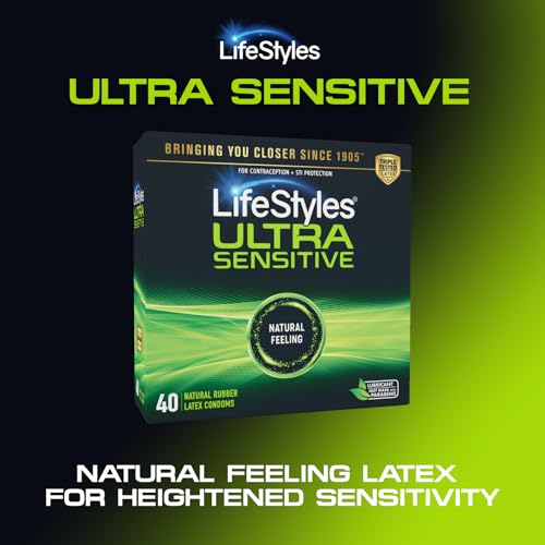 LifeStyles Ultra Sensitive Lubricated Condoms, 36 Count - Ultra Thin Natural Latex with Silicone Lube