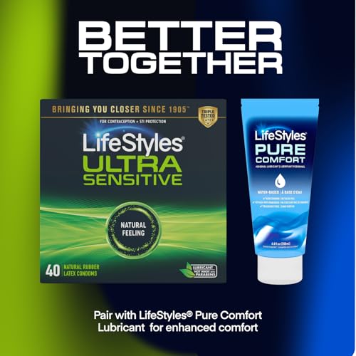 LifeStyles Ultra Sensitive Lubricated Condoms, 36 Count - Ultra Thin Natural Latex with Silicone Lube