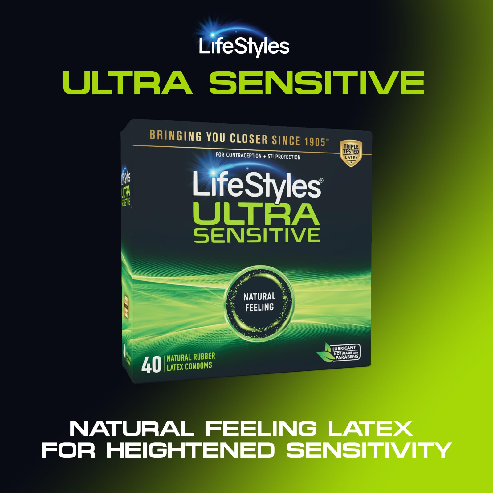 LifeStyles Ultra Sensitive Lubricated Condoms, 36 Count - Ultra Thin Natural Latex with Silicone Lube