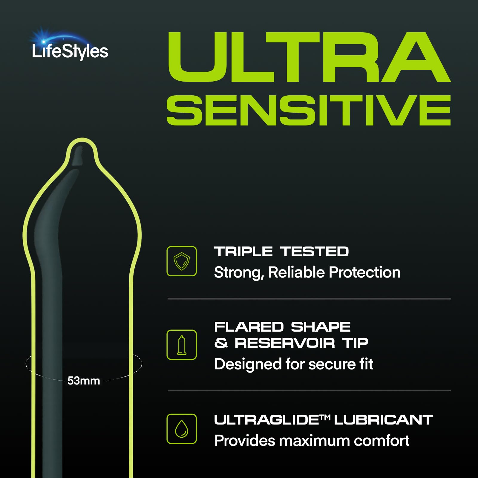 LifeStyles Ultra Sensitive Lubricated Condoms, 36 Count - Ultra Thin Natural Latex with Silicone Lube