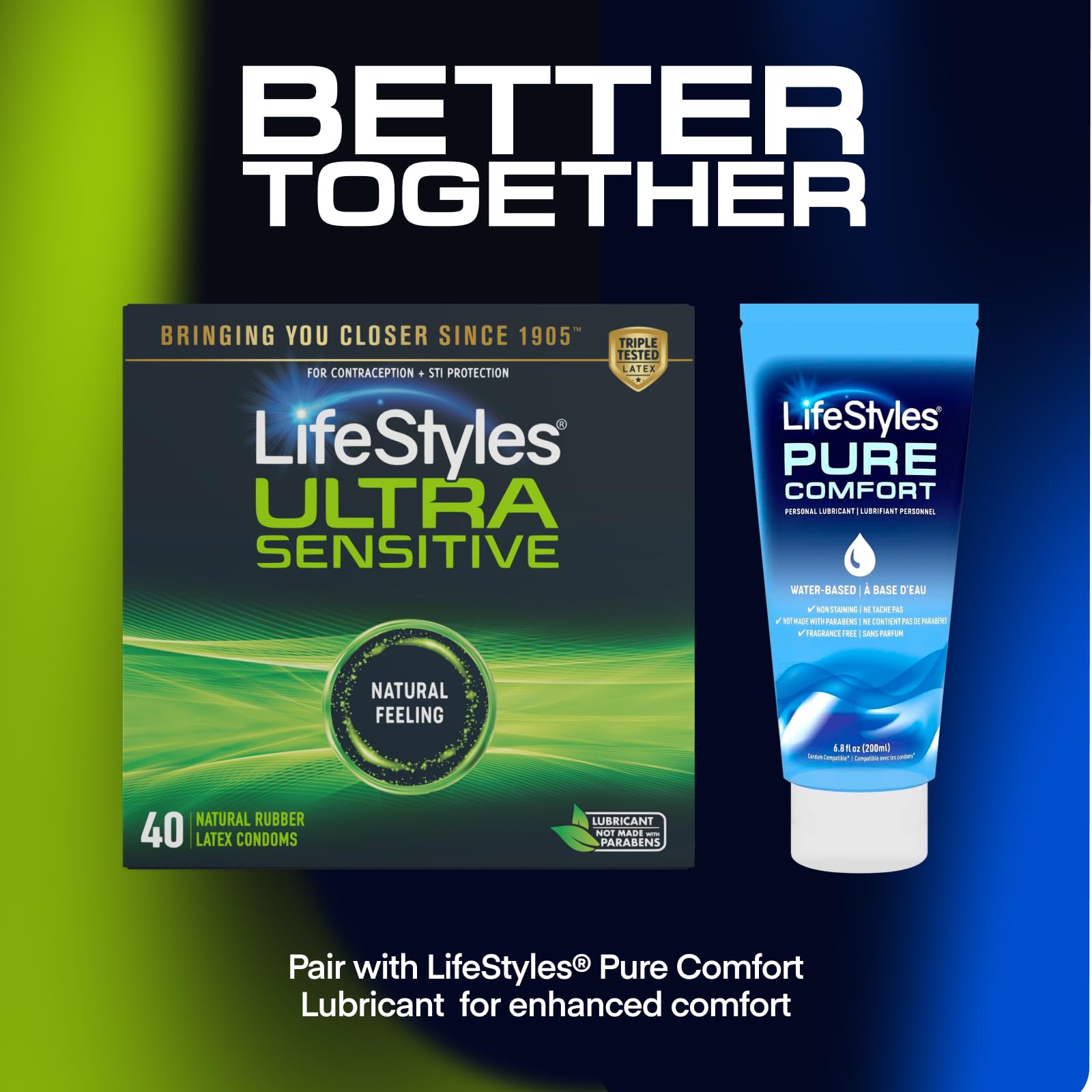 LifeStyles Ultra Sensitive Lubricated Condoms, 36 Count - Ultra Thin Natural Latex with Silicone Lube