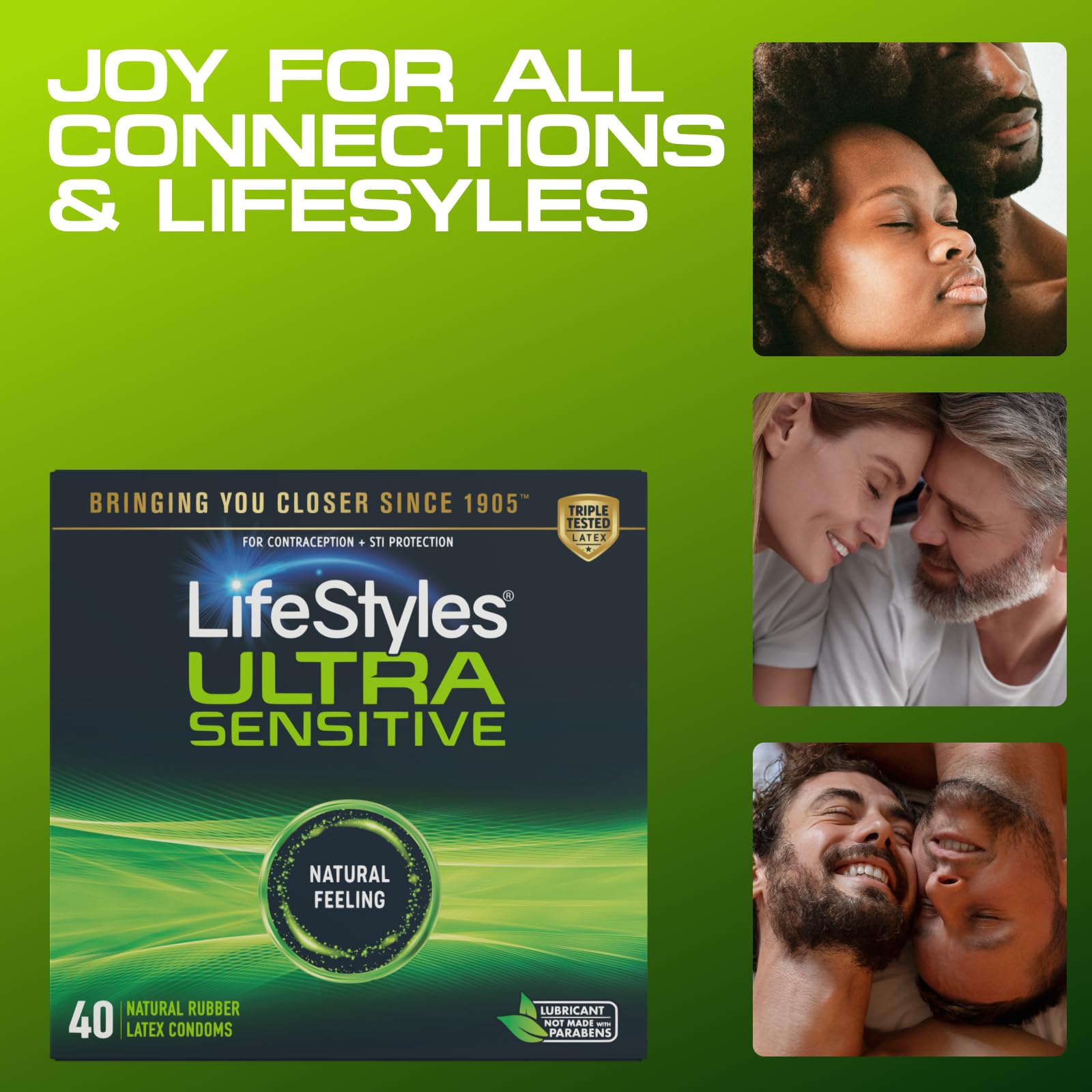 LifeStyles Ultra Sensitive Lubricated Condoms, 36 Count - Ultra Thin Natural Latex with Silicone Lube