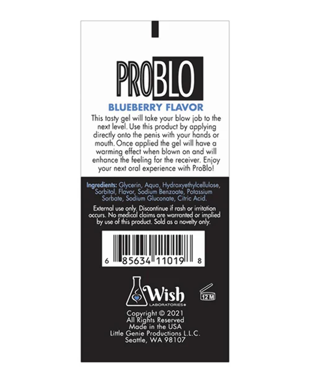 Little Genie Problo Oral Pleasure Gel, Blueberry – 3.21 oz Flavored Lubricant