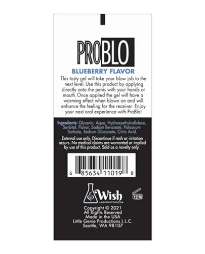 Little Genie Problo Oral Pleasure Gel, Blueberry – 3.21 oz Flavored Lubricant