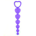 LoveI Heart Shaped Silicone Anal Beads for Beginners – Purple with Safe Pull Ring and Disposable Carry Bag