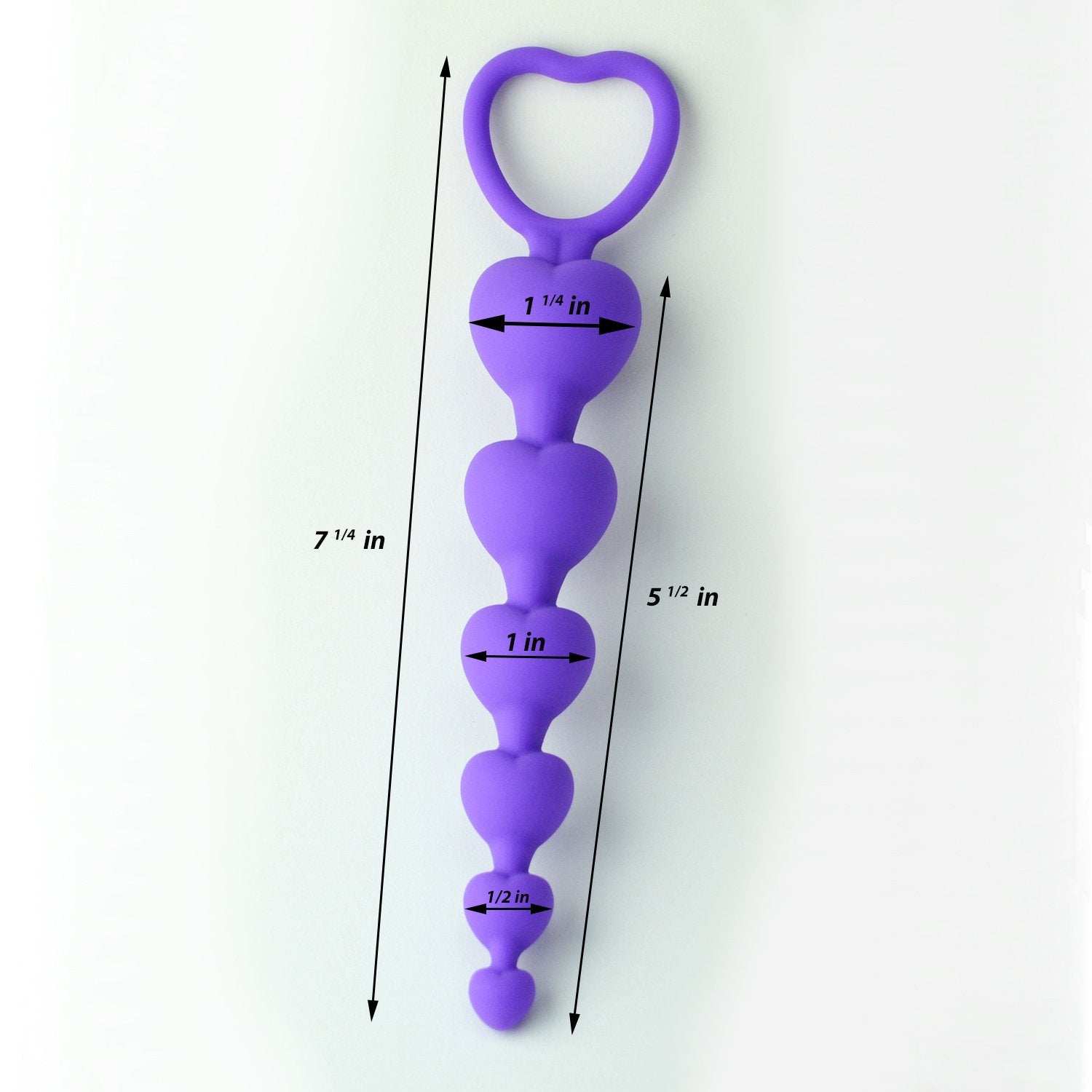 LoveI Heart Shaped Silicone Anal Beads for Beginners – Purple with Safe Pull Ring and Disposable Carry Bag