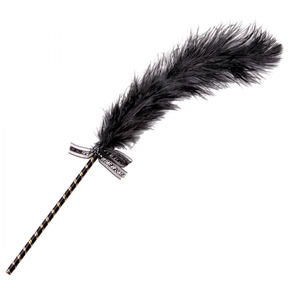 Lynx Black Feather Tickler with Gem Bow – 17-Inch Sensual Teaser
