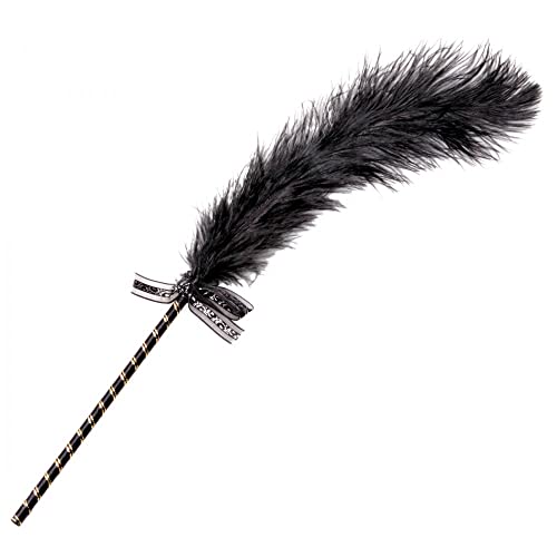 Lynx Black Feather Tickler with Gem Bow – 17-Inch Sensual Teaser