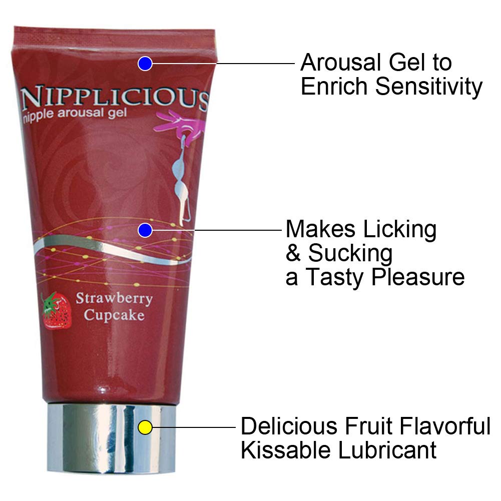 Nipplicious Nipple Arousal Gel - Strawberry Cupcake Flavored, 1 oz, Water-Based