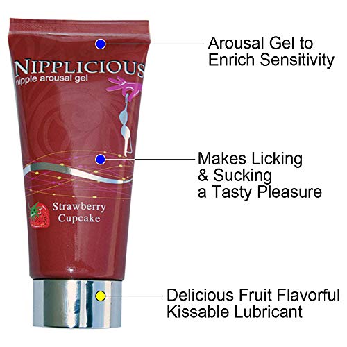 Nipplicious Nipple Arousal Gel - Strawberry Cupcake Flavored, 1 oz, Water-Based