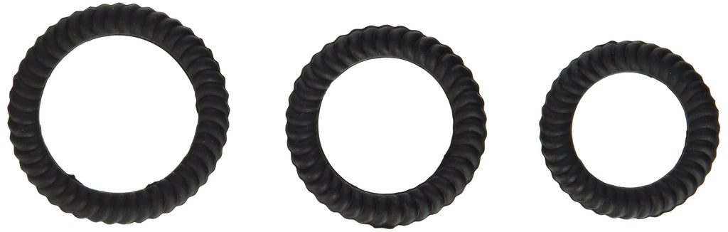 Novelties Black Silicone Penis Ring Set – 3 Stackable Rings, Phthalate-Free