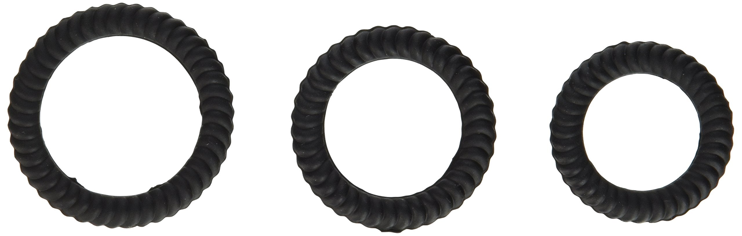 Novelties Black Silicone Penis Ring Set – 3 Stackable Rings, Phthalate-Free