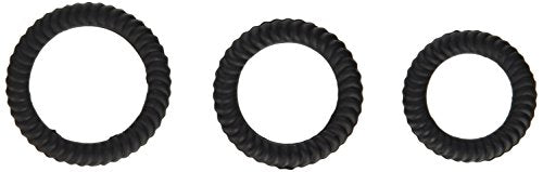 Novelties Black Silicone Penis Ring Set – 3 Stackable Rings, Phthalate-Free